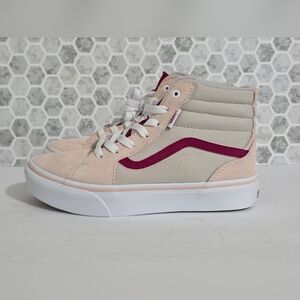 High-Top Sneakers with Pink and Beige Accents